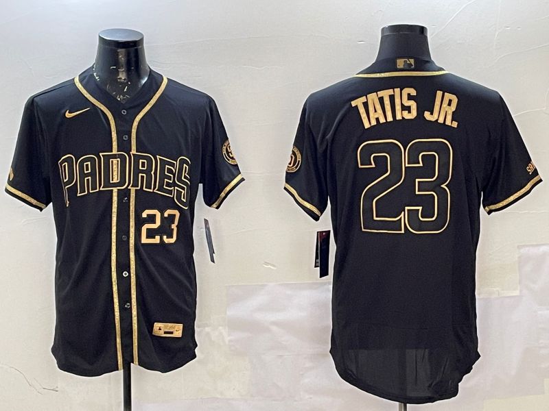 Men San Diego Padres #23 Tatis jr Black Gold Elite 2025 Nike MLB Jersey style 5